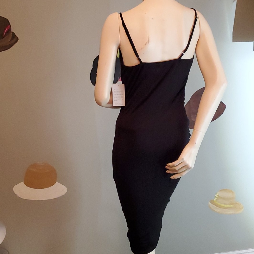 Velvet Torch Cowl Neck Ruched Midi Dress LBD XL - Picture 4 of 12
